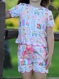 Load image into Gallery viewer, PREORDER Back to School Print Girl Short Set Scallop Hem
