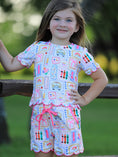 Load image into Gallery viewer, PREORDER Back to School Print Girl Short Set Scallop Hem

