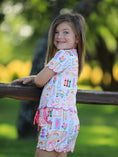 Load image into Gallery viewer, PREORDER Back to School Print Girl Short Set Scallop Hem
