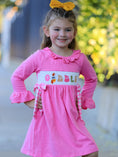 Load image into Gallery viewer, Fall Thanksgiving& Halloween "GOBBLE" Smock Embroidery Baby Girl Dress

