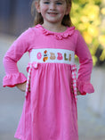 Load image into Gallery viewer, Fall Thanksgiving& Halloween "GOBBLE" Smock Embroidery Baby Girl Dress
