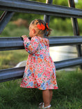 Load image into Gallery viewer, Fall Halloween & Thanksgiving Pumpkin Bow Smock Embroidered Floral Dress

