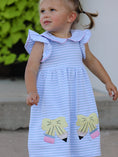 Load image into Gallery viewer, Back To School Girls Stripe Pencil Applique Bow Dress
