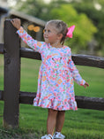 Load image into Gallery viewer, Fall Butterfly Floral Print Girls Ruffle Hem Twirl Dress
