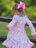 Load image into Gallery viewer, Fall Butterfly Floral Print Girls Ruffle Hem Twirl Dress
