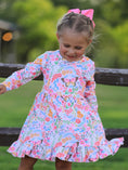Load image into Gallery viewer, Fall Butterfly Floral Print Girls Ruffle Hem Twirl Dress
