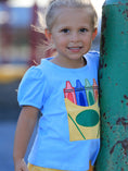 Load image into Gallery viewer, Girls Back To School Crayon Applique Top Shorts Set
