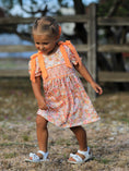 Load image into Gallery viewer, Peach Bow Smocked Floral Girl Dress
