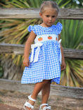 Load image into Gallery viewer, Fall Thanksgiving& Halloween Blue Pumpkin Smock Embroidery Baby Girl Dress
