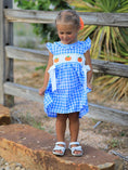 Load image into Gallery viewer, Fall Thanksgiving& Halloween Blue Pumpkin Smock Embroidery Baby Girl Dress
