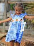 Load image into Gallery viewer, Fall Thanksgiving& Halloween Blue Pumpkin Smock Embroidery Baby Girl Dress
