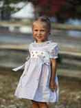 Load image into Gallery viewer, Fall Thanksgiving Pumpkin Embroidery Smock Plaid Girls Dress
