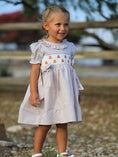 Load image into Gallery viewer, Fall Thanksgiving Pumpkin Embroidery Smock Plaid Girls Dress
