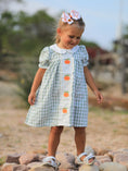 Load image into Gallery viewer, Fall Halloween & Thanksgiving Pumpkin Applique Plaid Green Girls Dress
