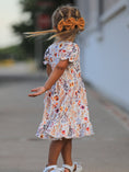 Load image into Gallery viewer, Fall Floral Puff Sleeve Ruffle Girls Dress
