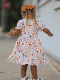 Load image into Gallery viewer, Fall Floral Puff Sleeve Ruffle Girls Dress
