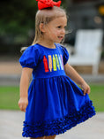 Load image into Gallery viewer, Girls Back To School Crayon Twirl Dress Ruffle Applique
