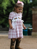 Load image into Gallery viewer, Western Horse Embroidered Smocked Plaid Girls Dress
