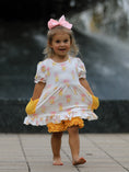 Load image into Gallery viewer, Girls Back To School Pencil Bow Pocket Ruffle Top Shorts Set
