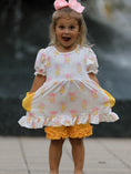 Load image into Gallery viewer, Girls Back To School Pencil Bow Pocket Ruffle Top Shorts Set
