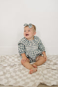 Load image into Gallery viewer, Blue Plaid Ruffle Collar Bubble Romper
