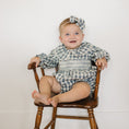 Load image into Gallery viewer, Blue Plaid Ruffle Collar Bubble Romper
