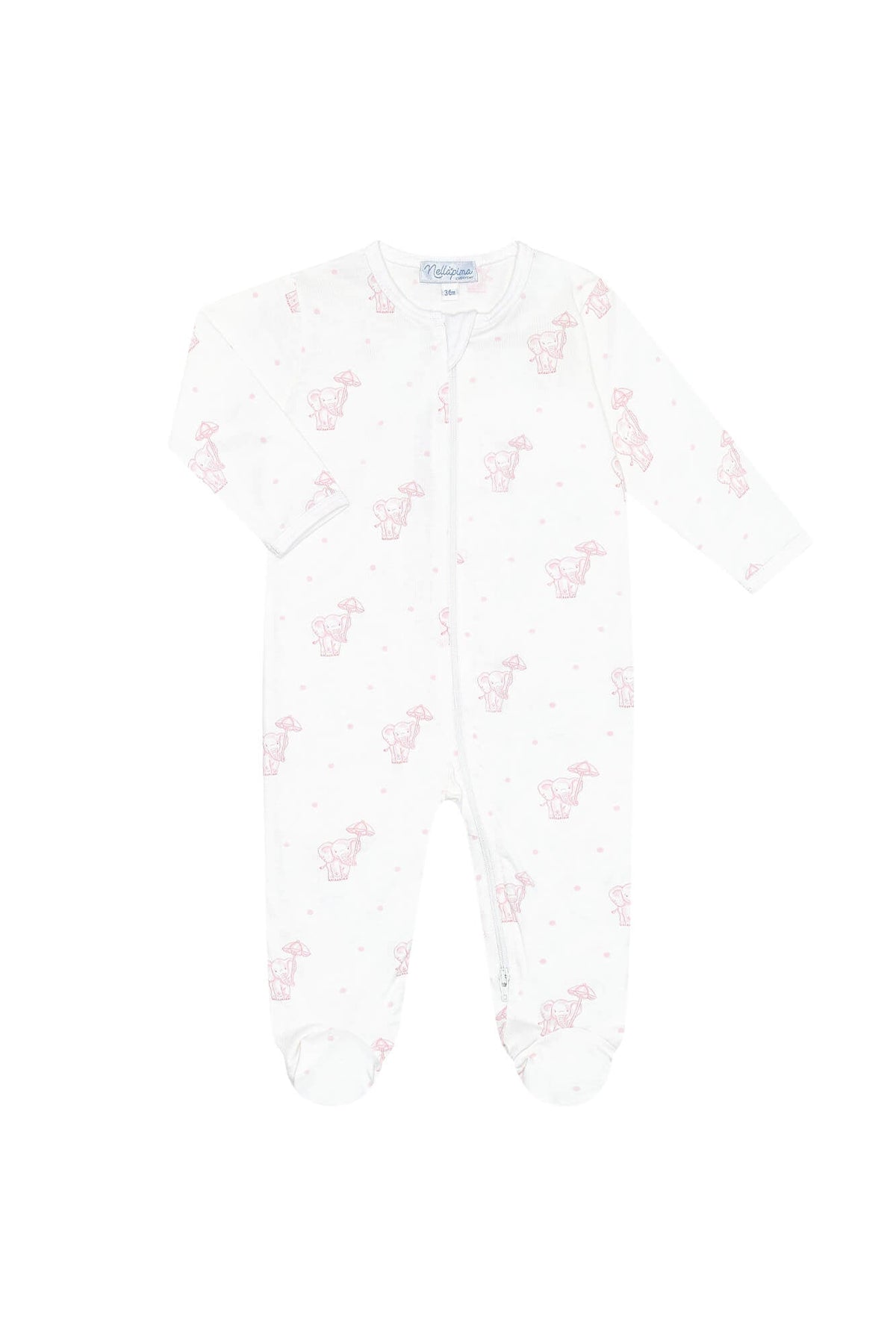 Pink Elephant Zipper Footie