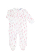 Load image into Gallery viewer, Pink Puppy Love Print Smocked Footie
