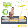 Load image into Gallery viewer, Crib Size Wooden Floor Bed Frame with Rails for Toddlers Age 1–3
