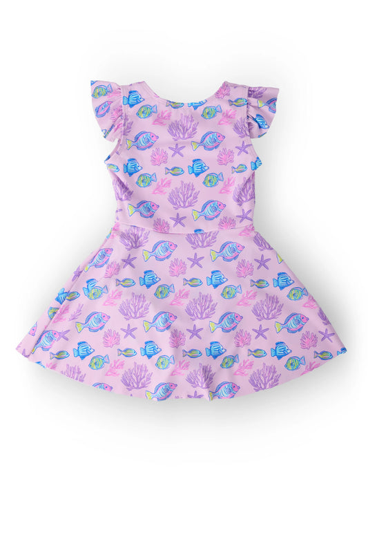 Ocean Friends Flutter Sleeve Twirl Swimsuit