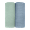 Load image into Gallery viewer, Muslin Swaddle Blanket in Pacific Blue & Fern, 2 Pack
