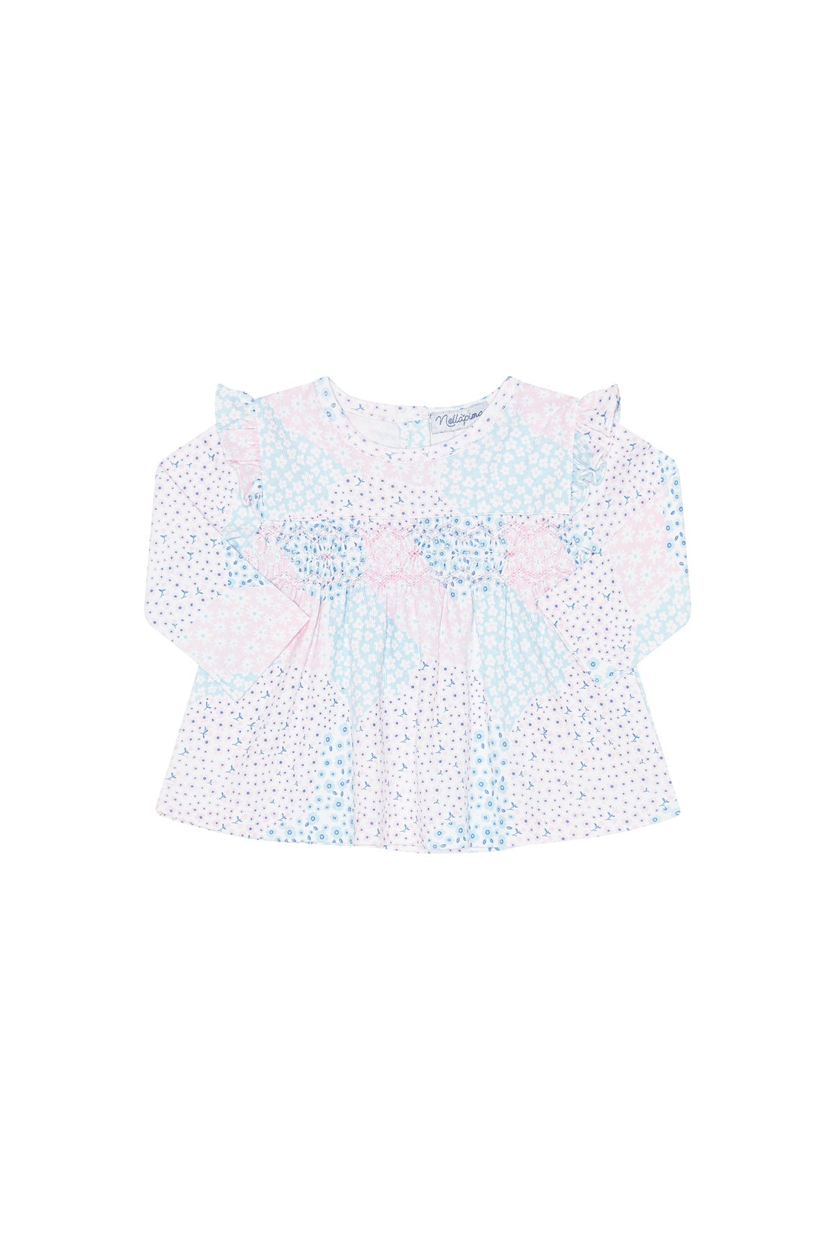 Patchwork Smocked Dress LS Set