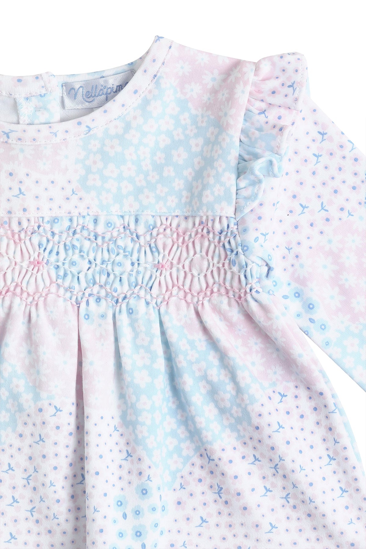 Patchwork Smocked Dress LS
