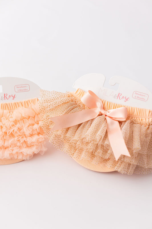 Peach & Gold Glitter Tutu Bloomer