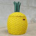 Load image into Gallery viewer, Pineapple Rattan Storage Basket Yellow - Medium
