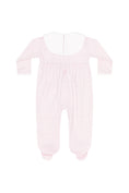 Load image into Gallery viewer, Pink Herringbone Embroidered Collared Footie
