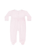 Load image into Gallery viewer, Pink Herringbone Embroidered Footie
