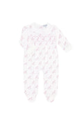 Load image into Gallery viewer, Pink Rocking Horse Smocked Footie
