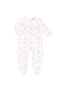 Load image into Gallery viewer, Pink London Toile Smocked Footie
