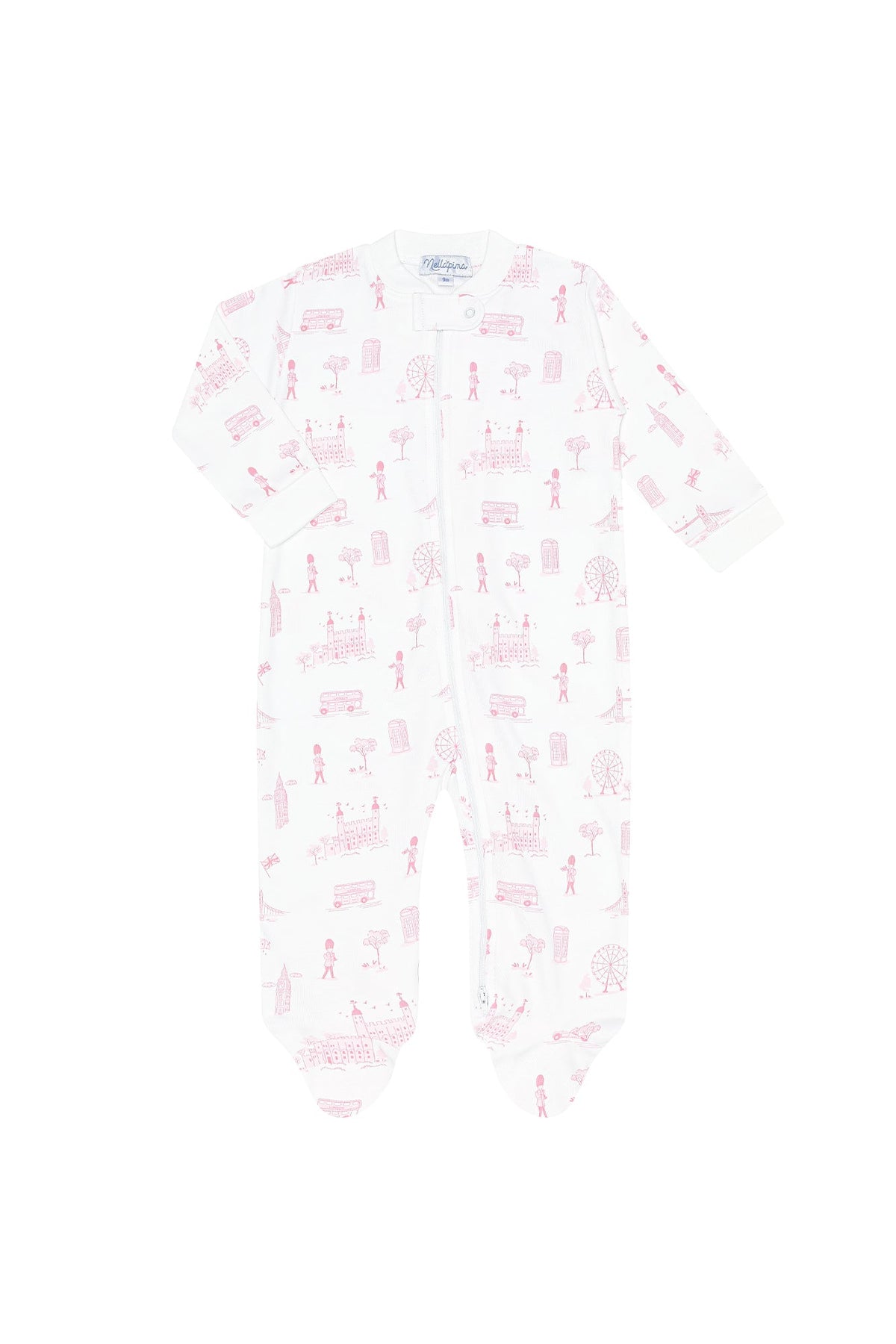 Pink London Toile Zipper Footie