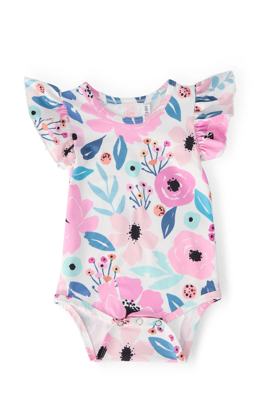 PRETTY IN PURPLE S/S FLUTTER BODYSUIT