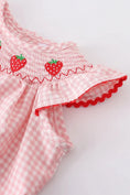 Load image into Gallery viewer, Baby Girls Strawberry Plaid Smocked Romper
