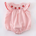 Load image into Gallery viewer, Baby Girls Strawberry Plaid Smocked Romper
