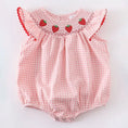 Load image into Gallery viewer, Baby Girls Strawberry Plaid Smocked Romper
