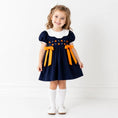Load image into Gallery viewer, Girls Fall Pumpkin Embroidery Smocked Dress
