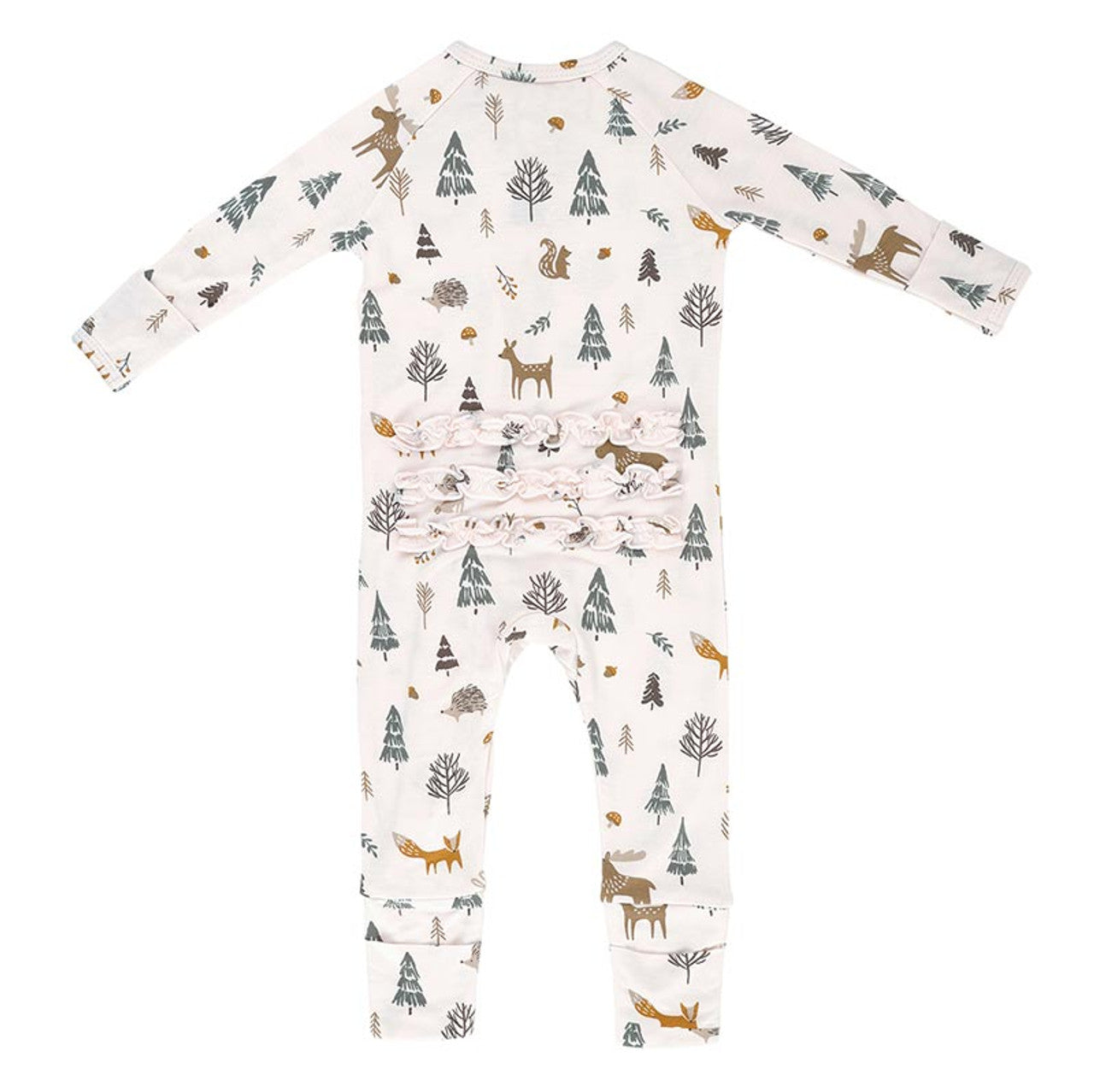 Cozy Romper with Ruffles - Pink Woodland