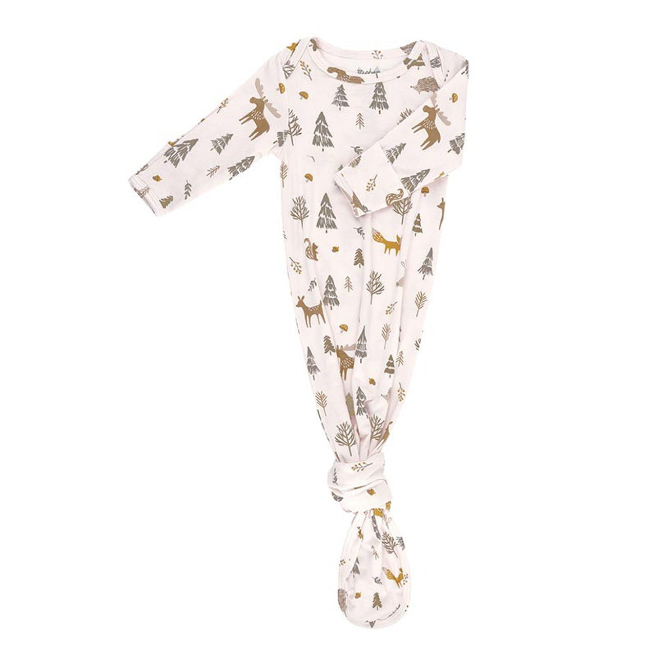 Knotted Gown - Pink Woodland 0-3mo
