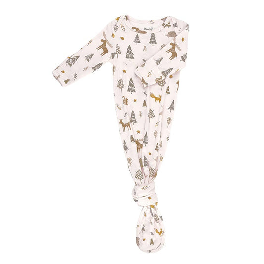 Knotted Gown - Pink Woodland 0-3mo