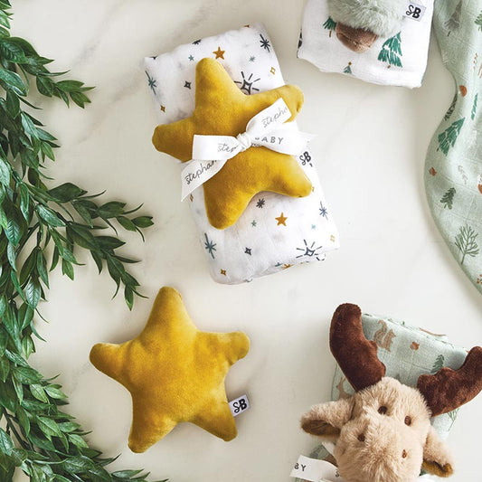 Swaddles with Plush Rattle - Stars