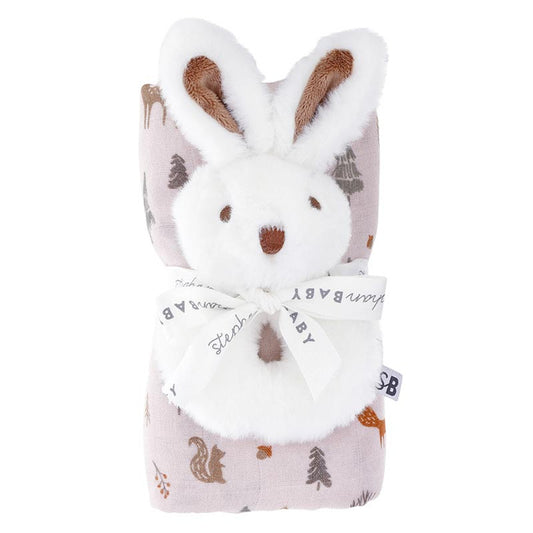 Swaddles with Plush Rattle - Pink Woodland